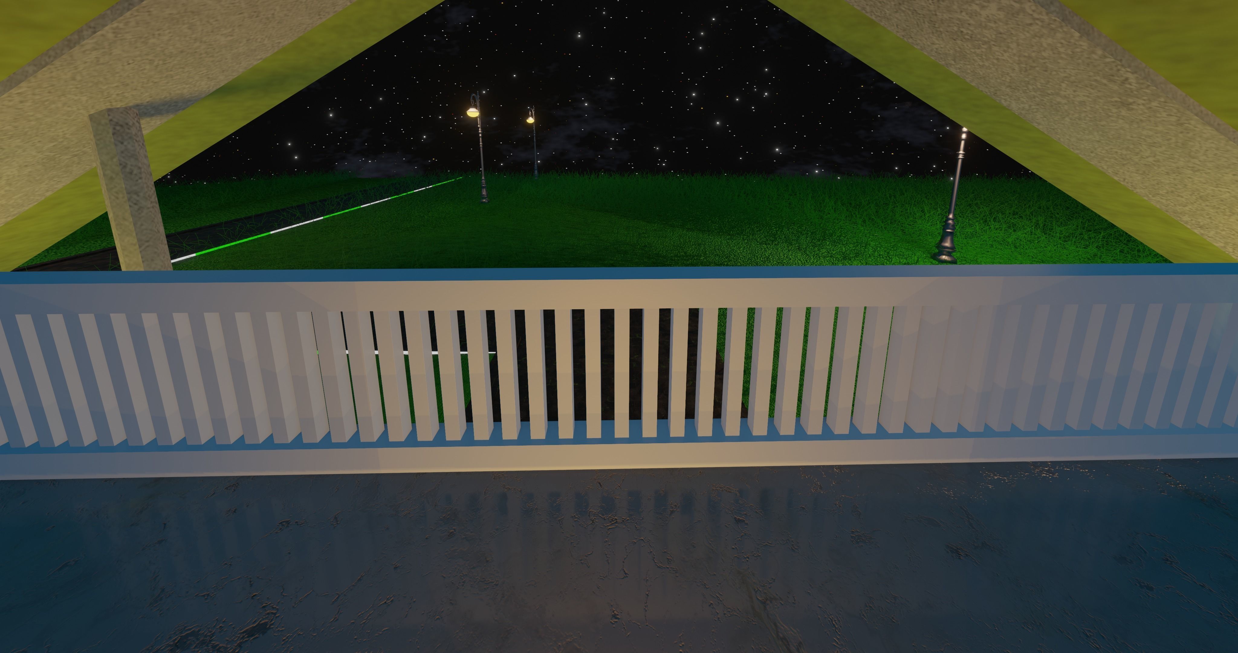 House at night with a starry sky landscape 3D model_4