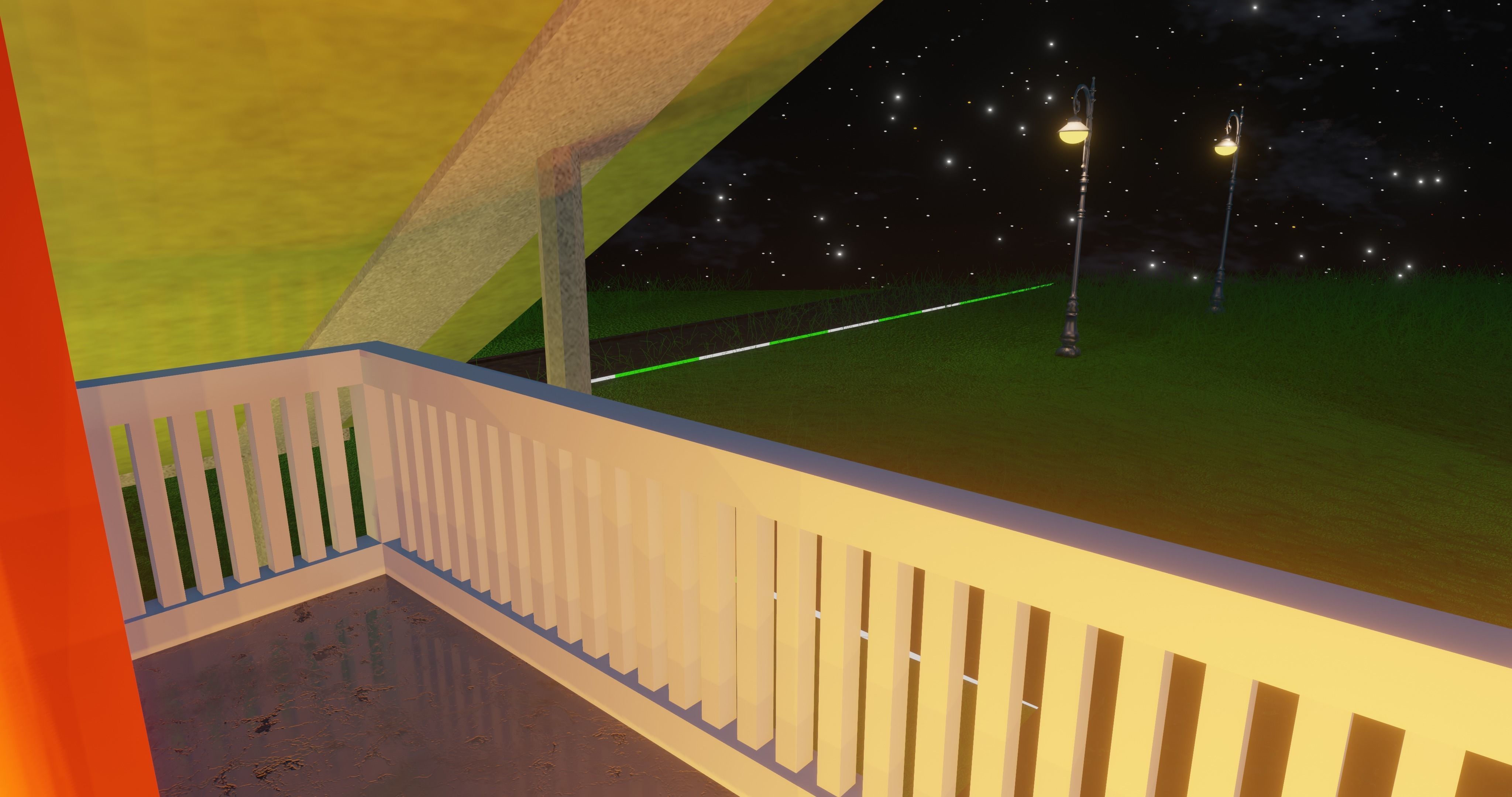 House at night with a starry sky landscape 3D model_3