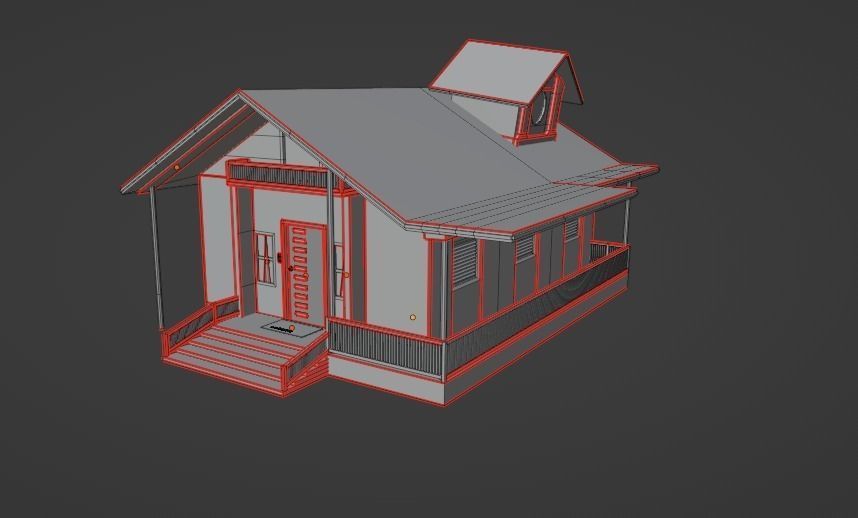 House at night with a starry sky landscape 3D model_14