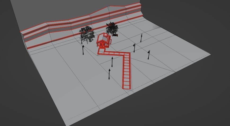 House at night with a starry sky landscape 3D model_13