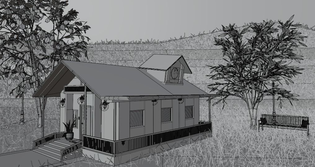 House at night with a starry sky landscape 3D model_17