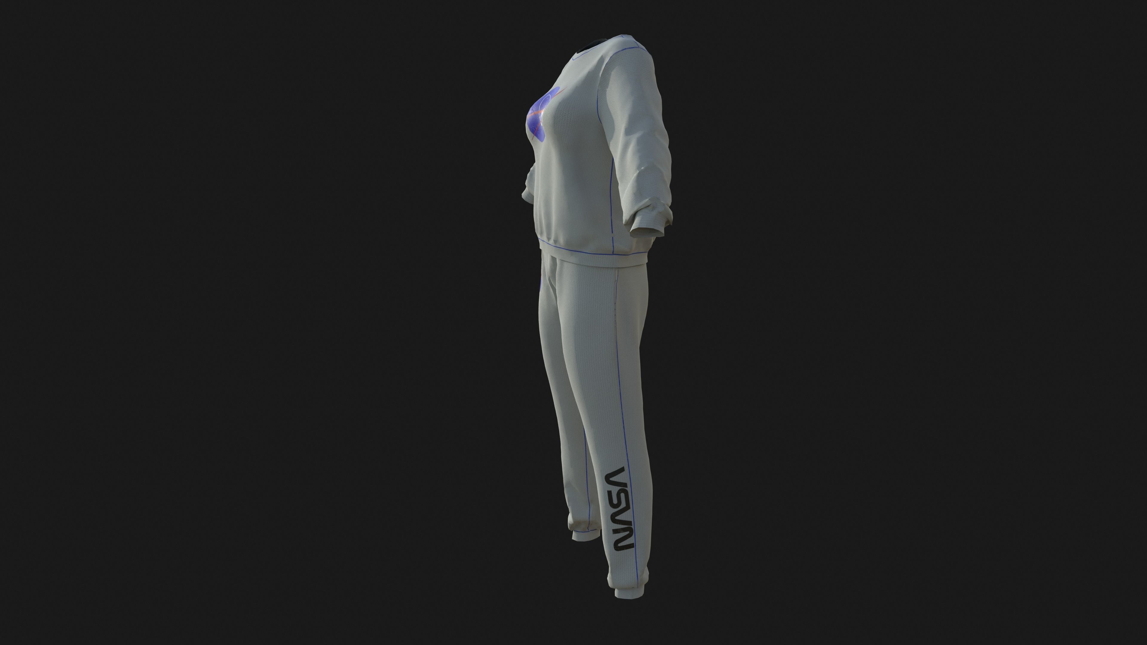 White Sweatsuit  Low-poly 3D model_4