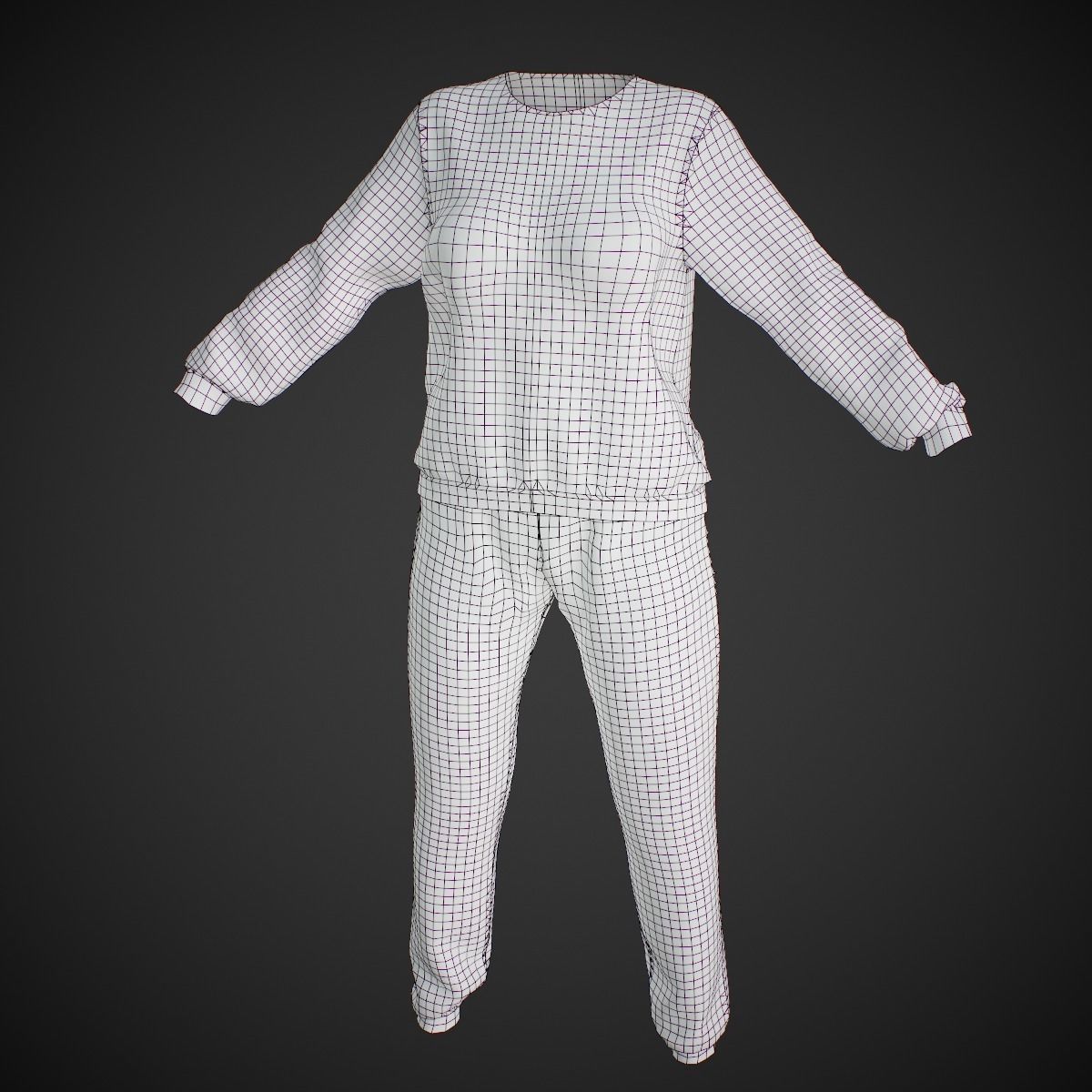 White Sweatsuit  Low-poly 3D model_7
