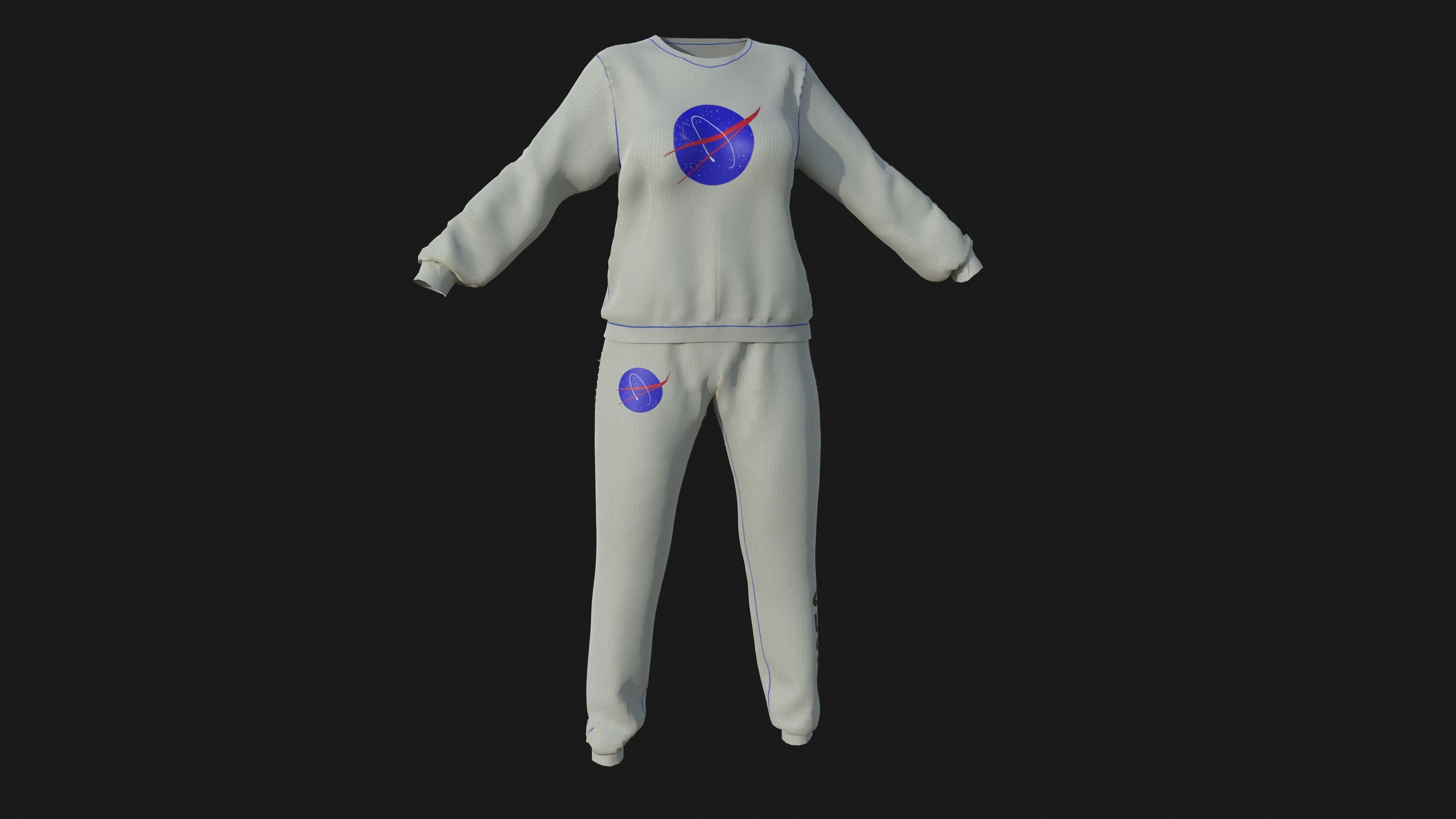 White Sweatsuit  Low-poly 3D model_2