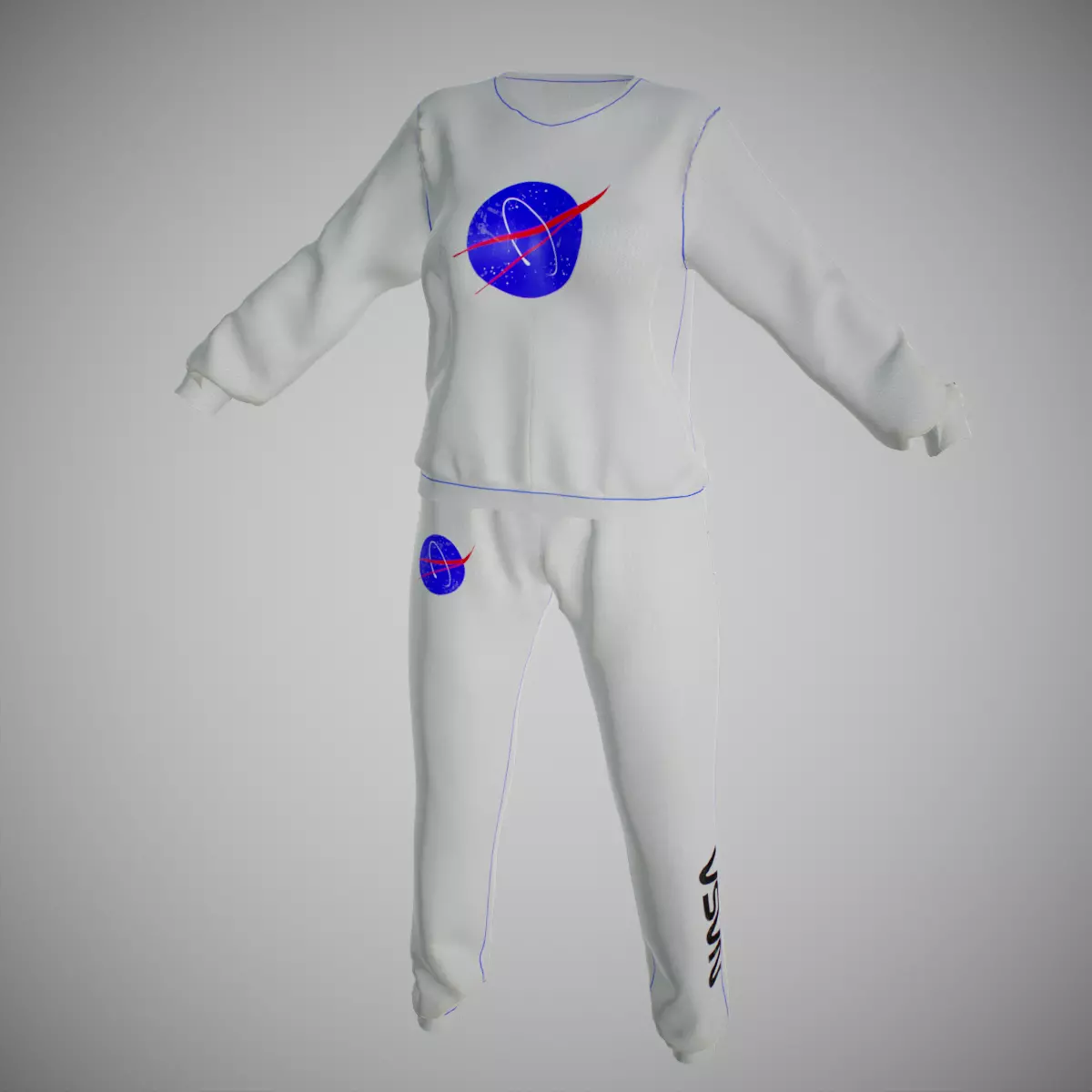 White Sweatsuit  Low-poly 3D model_0