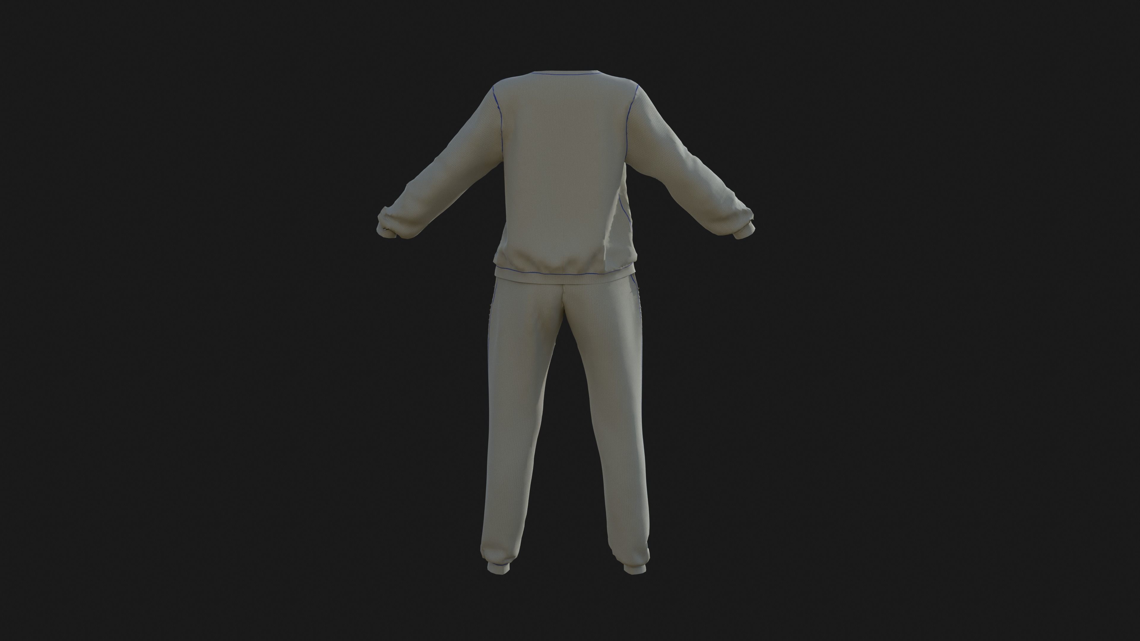 White Sweatsuit  Low-poly 3D model_5
