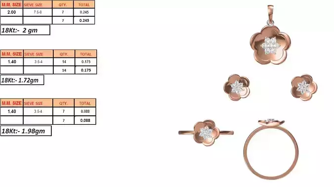 Light Weight Ring Pendant Earring Set STL OBJ FBX JCD Details