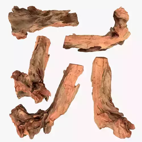 PSWooden017 scanned Wood chips Low-poly 3D model