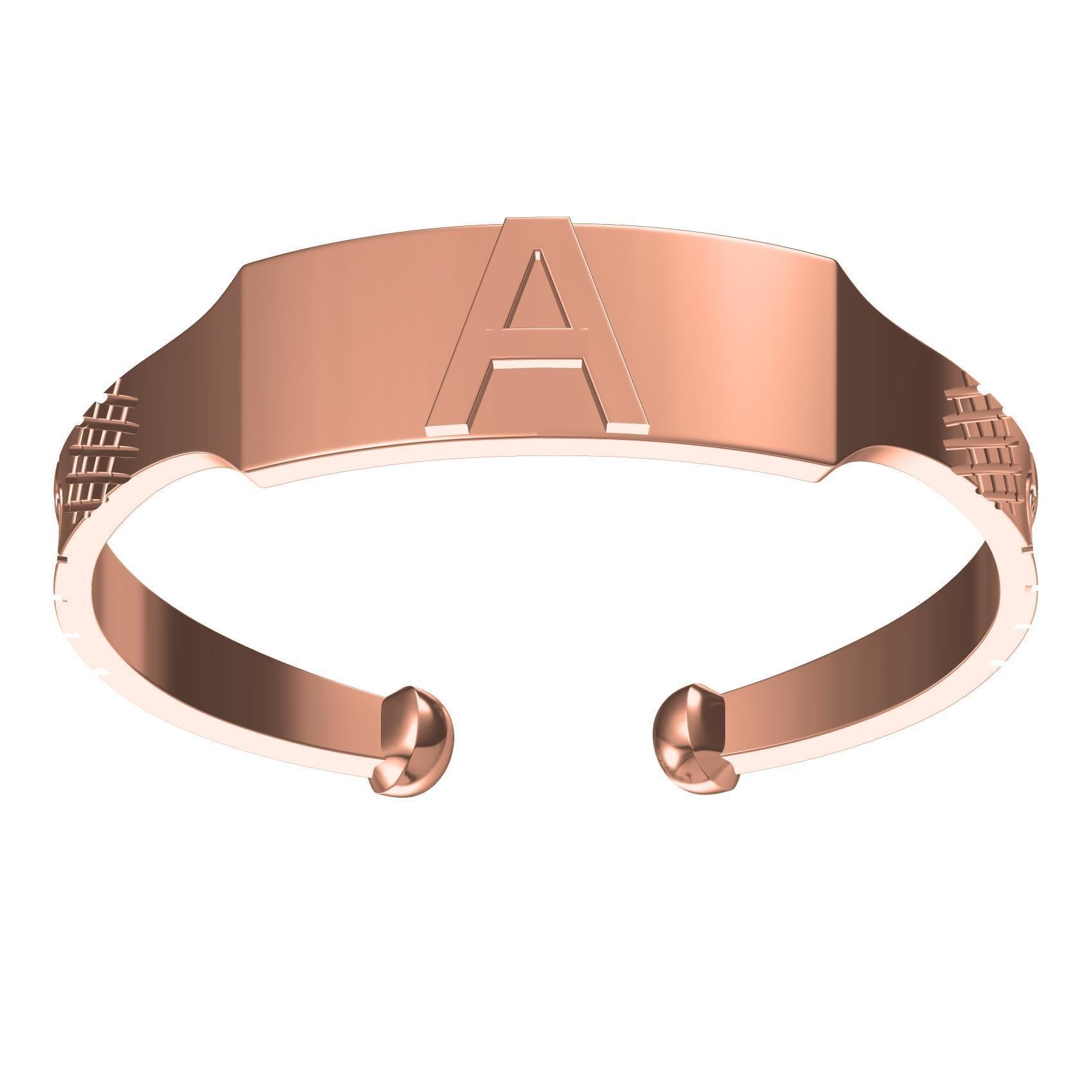 Simple Alphabet A Bracelet 3D print model_2