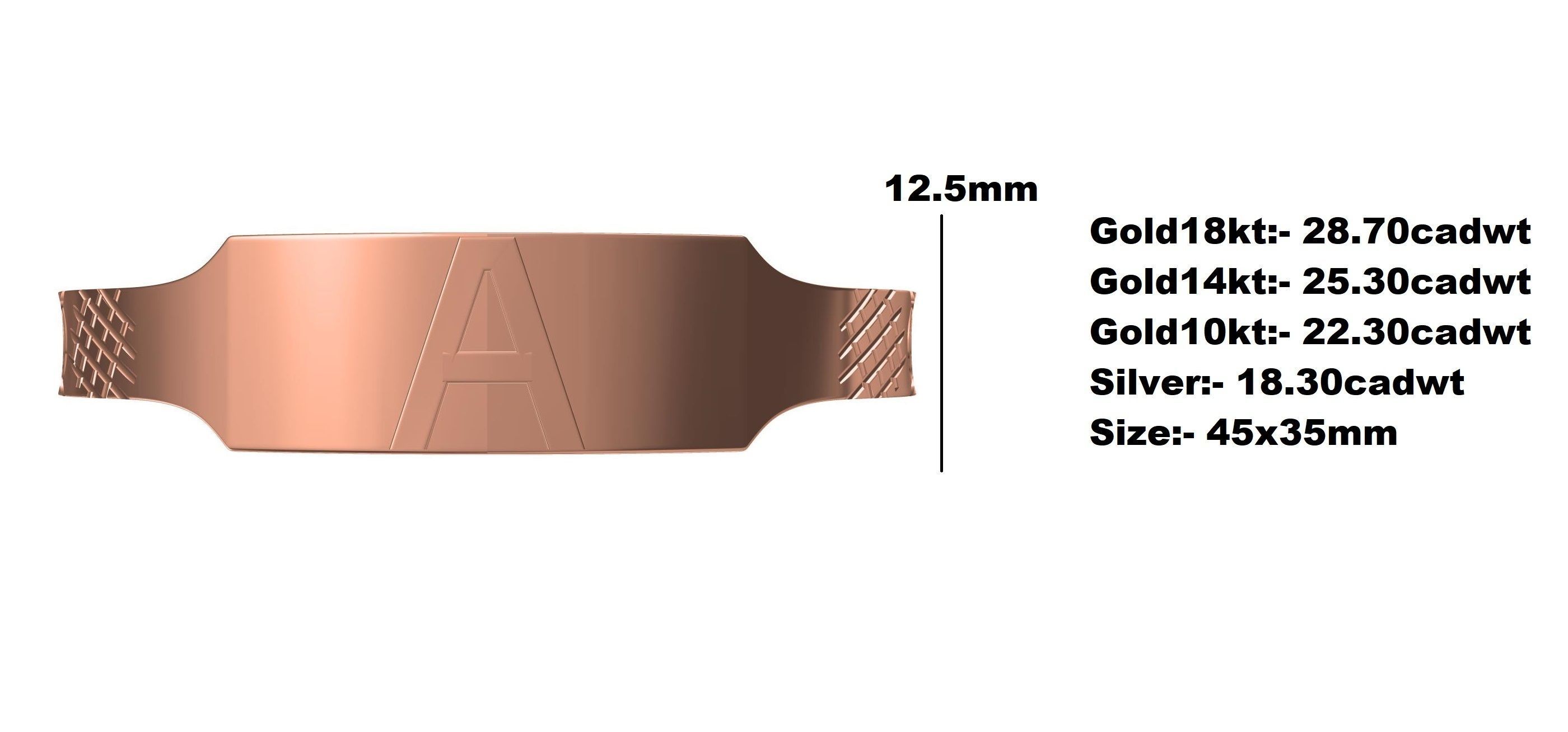 Simple Alphabet A Bracelet 3D print model_12