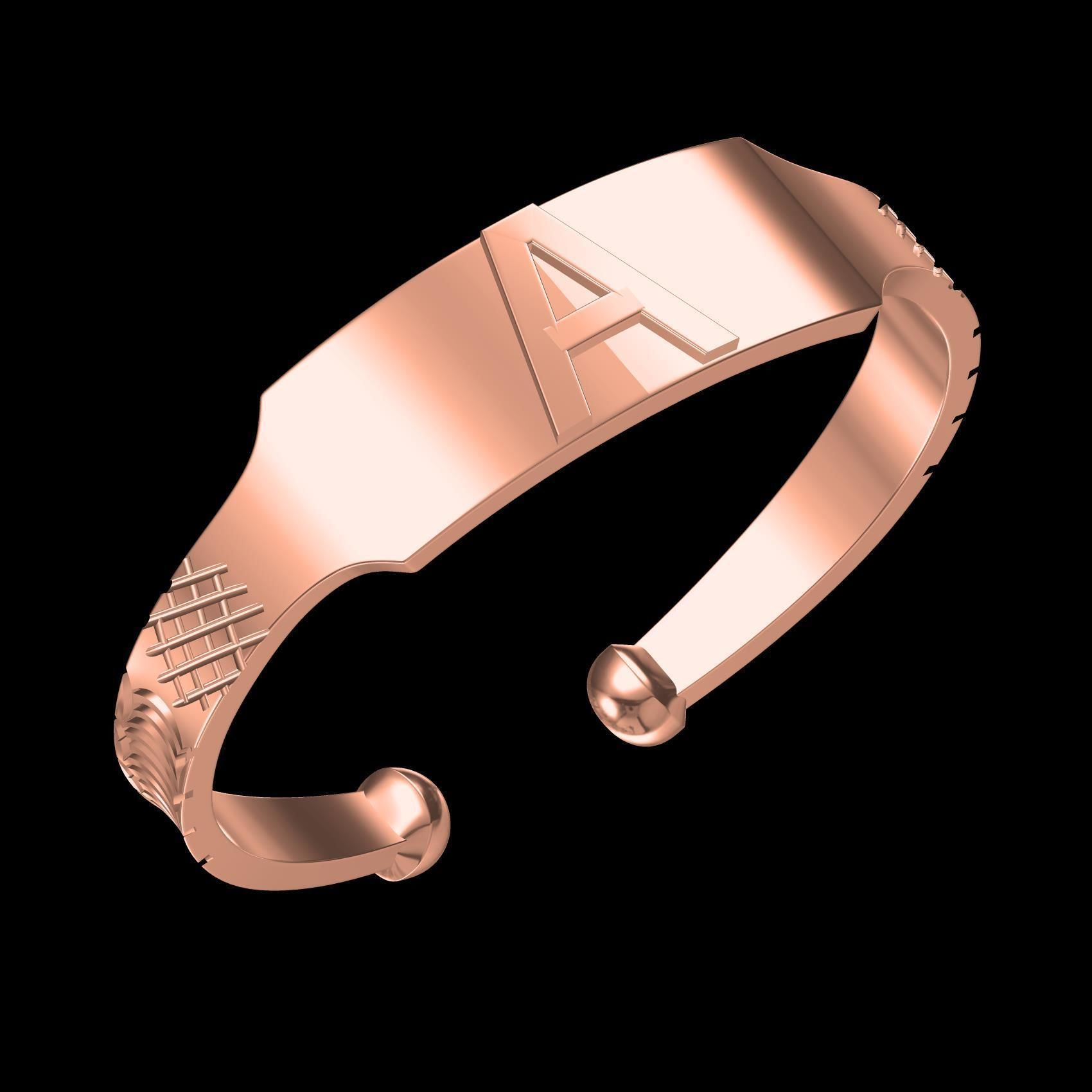 Simple Alphabet A Bracelet 3D print model_11