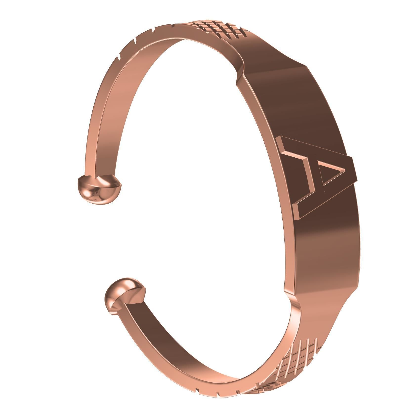 Simple Alphabet A Bracelet 3D print model_7