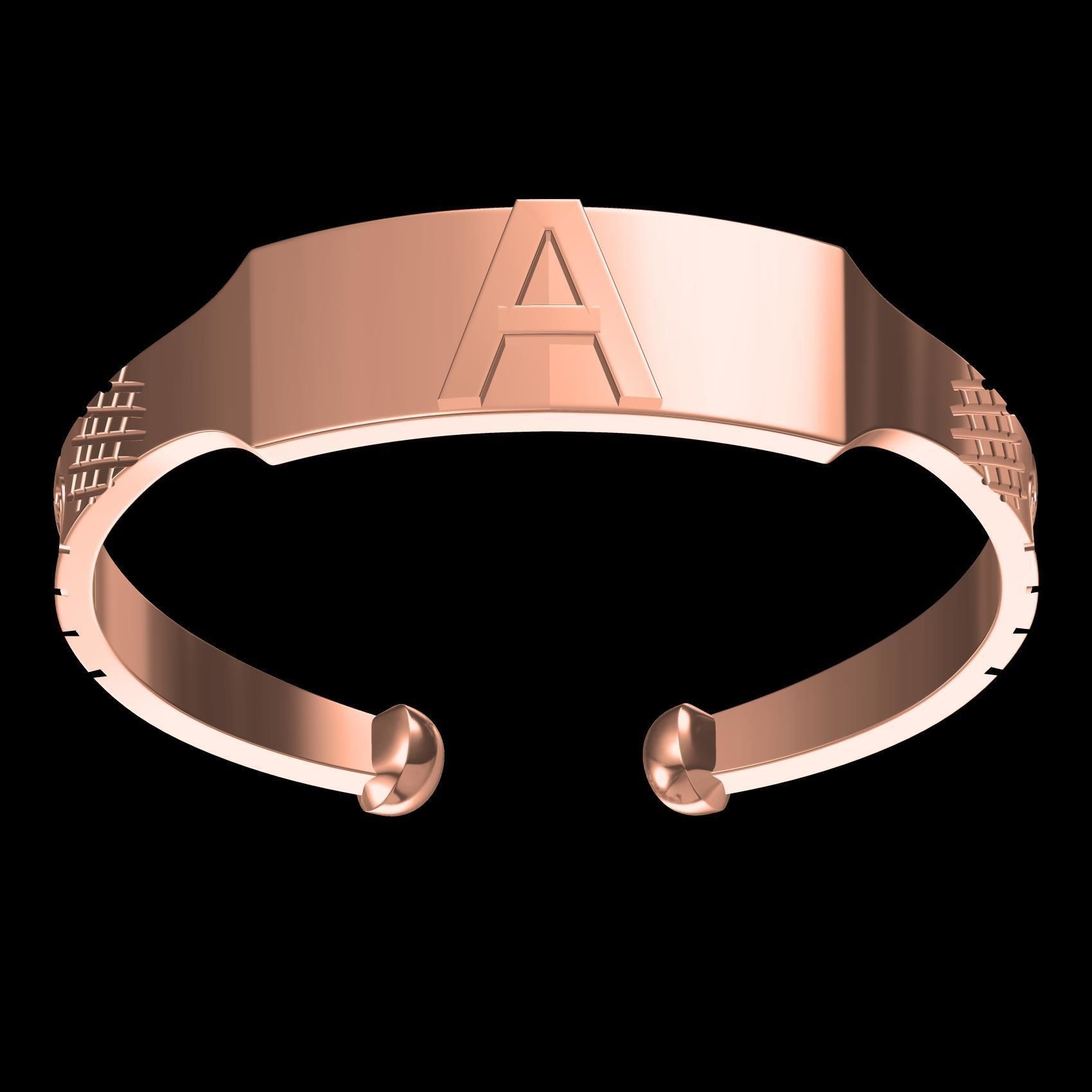 Simple Alphabet A Bracelet 3D print model_9