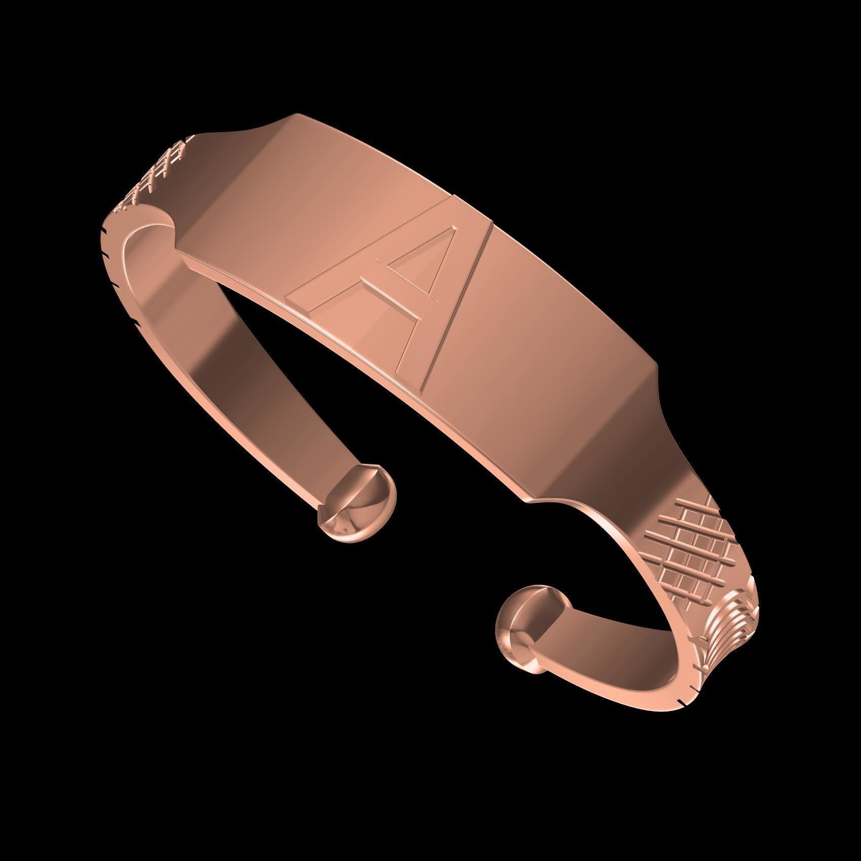 Simple Alphabet A Bracelet 3D print model_10