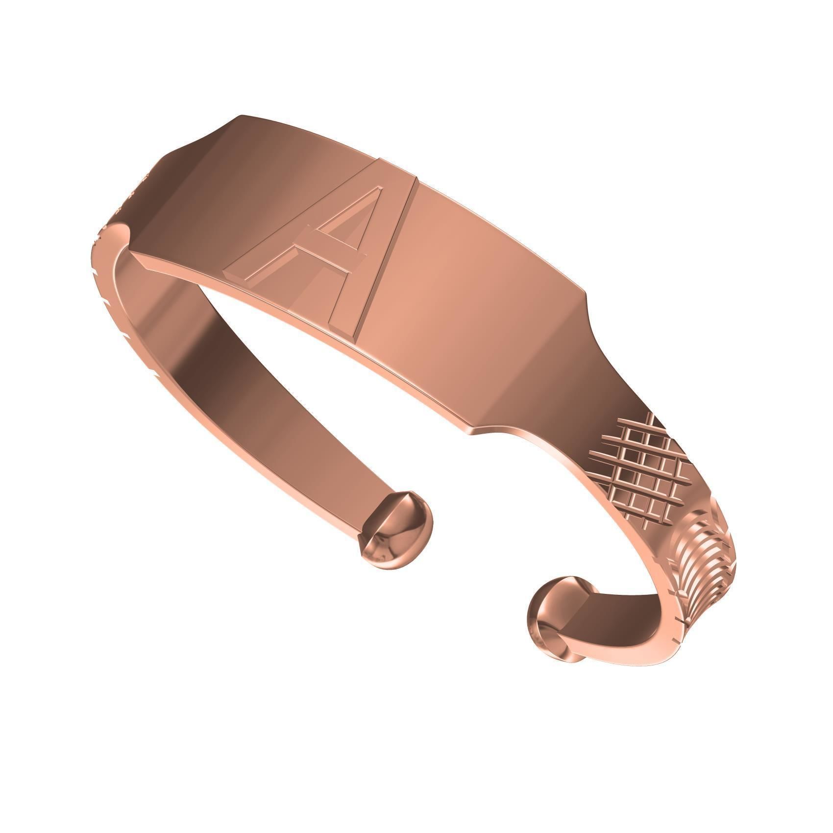 Simple Alphabet A Bracelet 3D print model_1