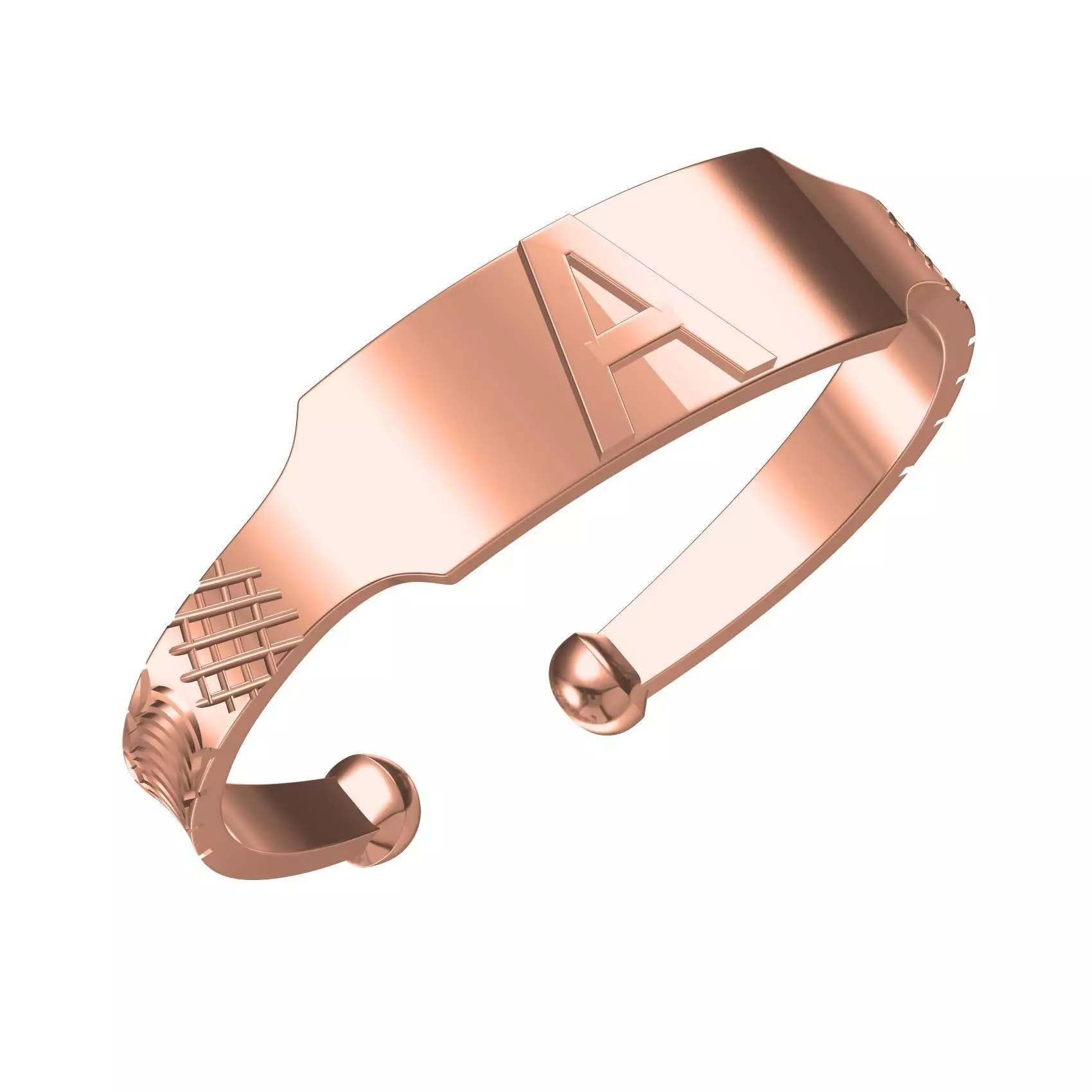 Simple Alphabet A Bracelet 3D print model_0