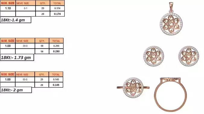 Light Weight Ring Pendant Earring Set STL OBJ FBX JCD Details