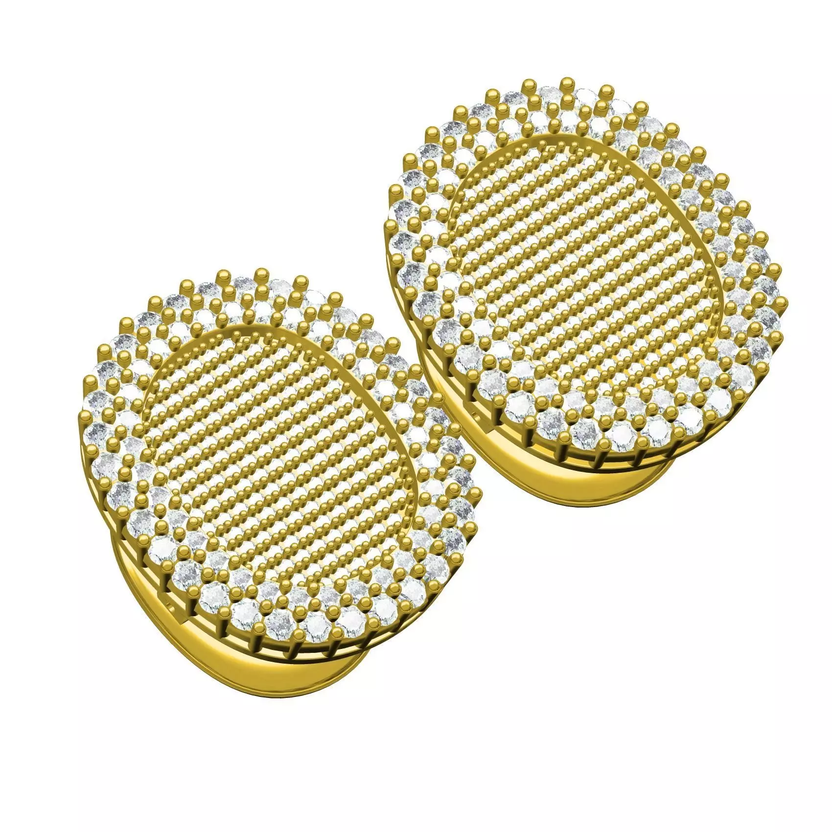 Gold Plated Fully Diamond Cufflink 3D print model
