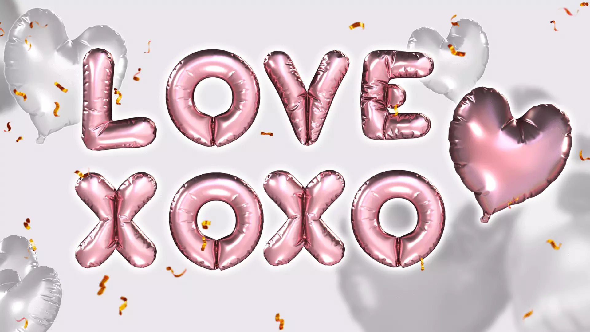 Text lowpoly Air Balloons Love Heart XOXO Low-poly 3D model