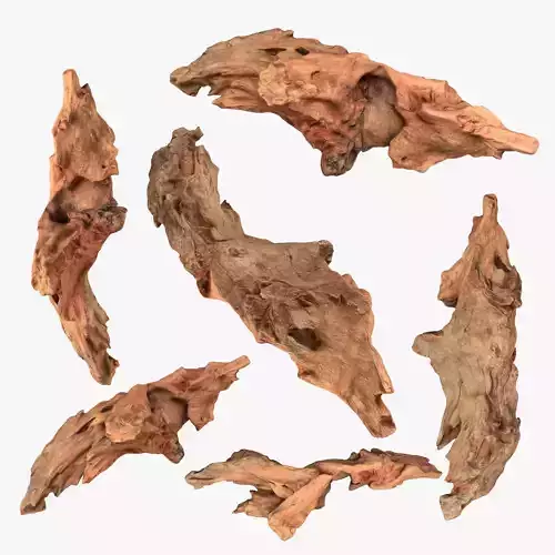 PSWooden018 scanned Wood chips Low-poly 3D model