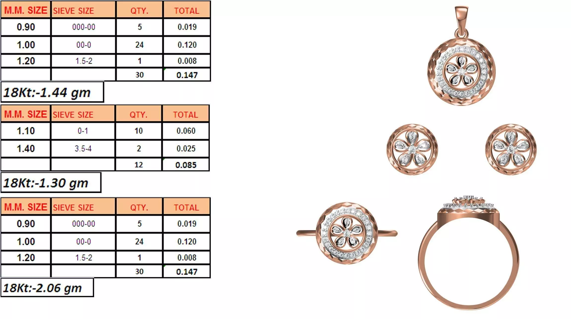 Light Weight Ring Pendant Earring Set STL OBJ FBX JCD Details 3D print model_0