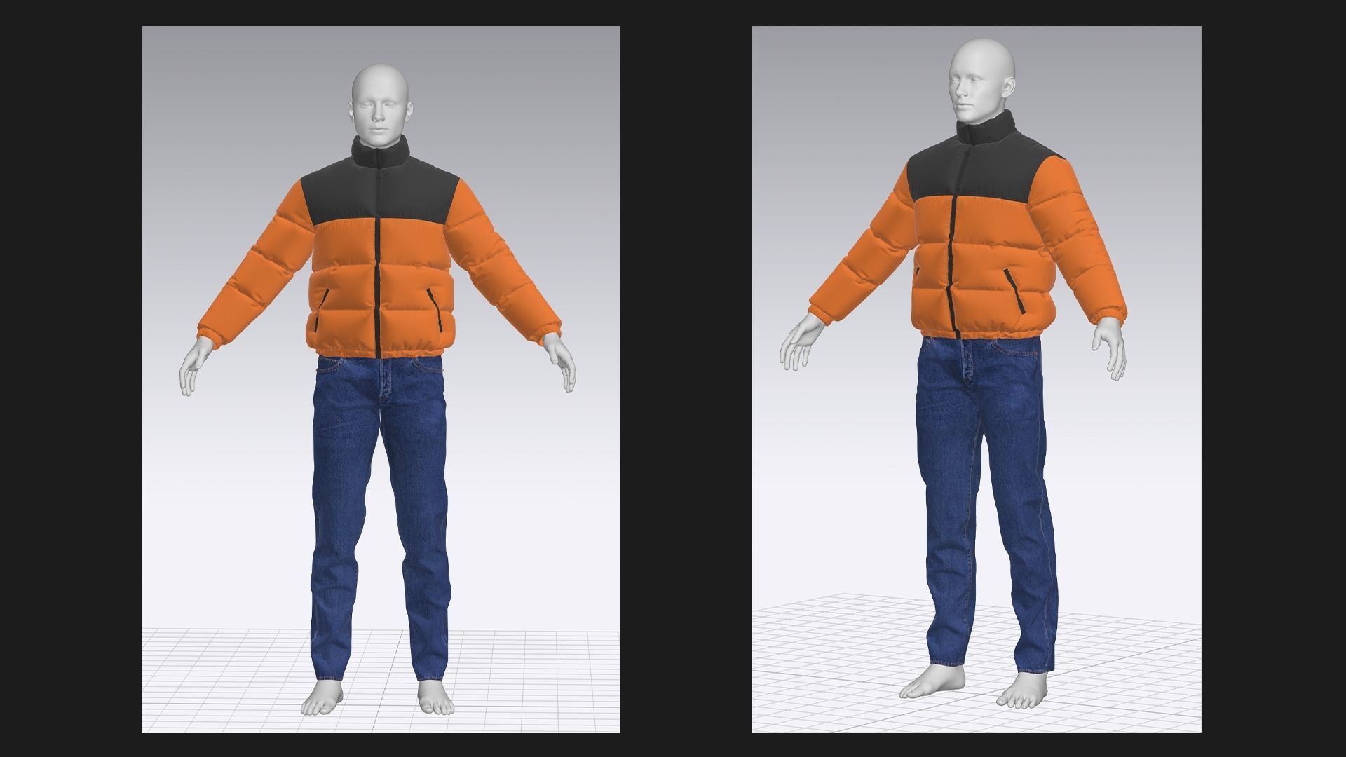 Male outfit Down jacket Jeans Marvelous Designer Clo 3D project 3D ...