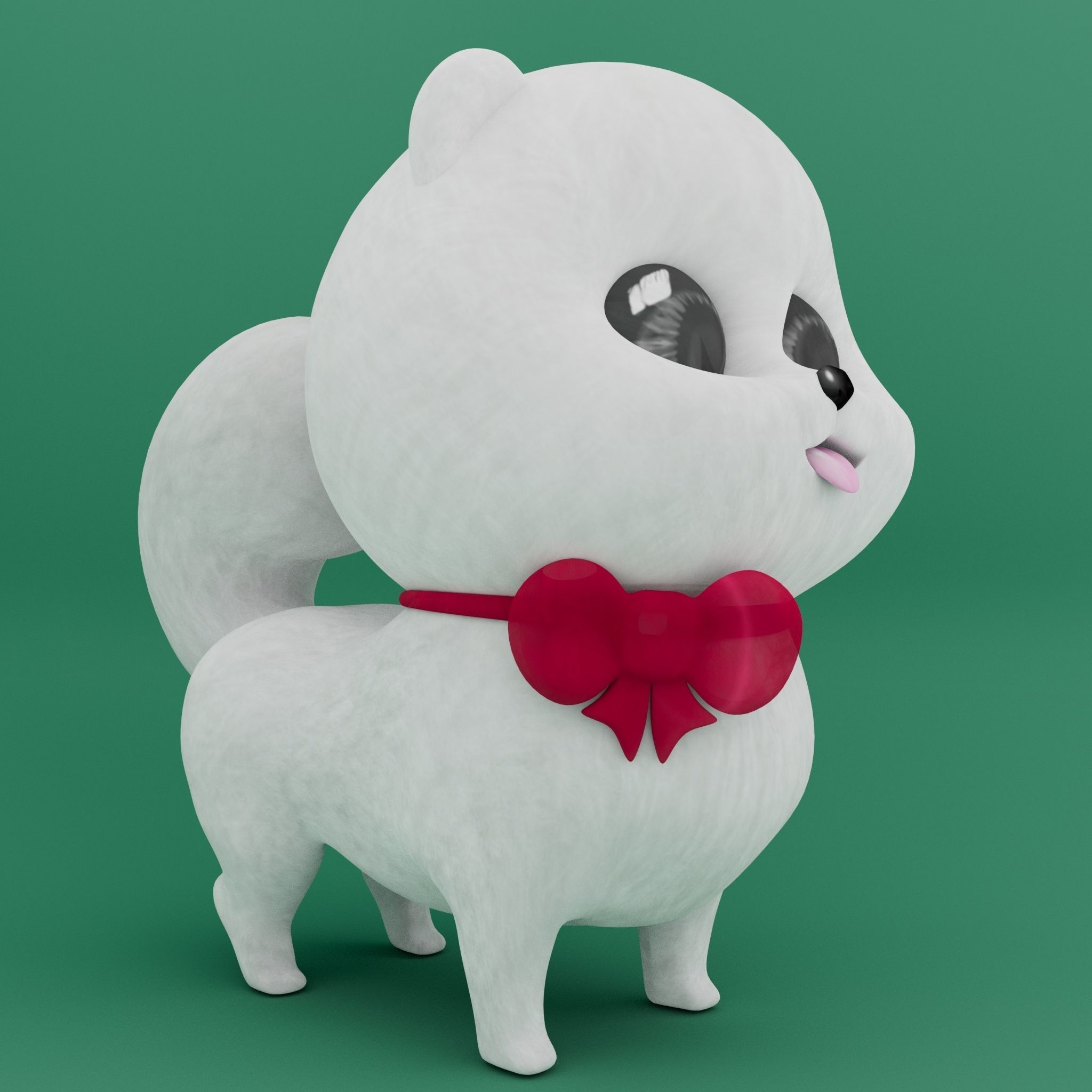 3d Pomeranian puppy dog Low-poly 3D model_1