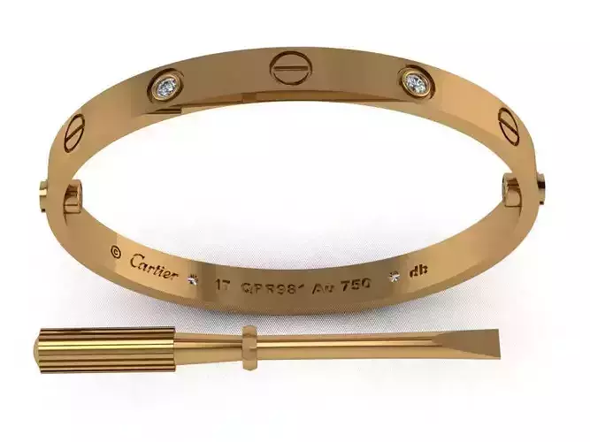 Love Bracelet 17 Size 4 Gem 3D print model