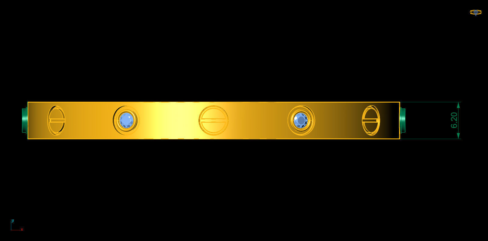 Love Bracelet 17 Size 4 Gem 3D print model_4