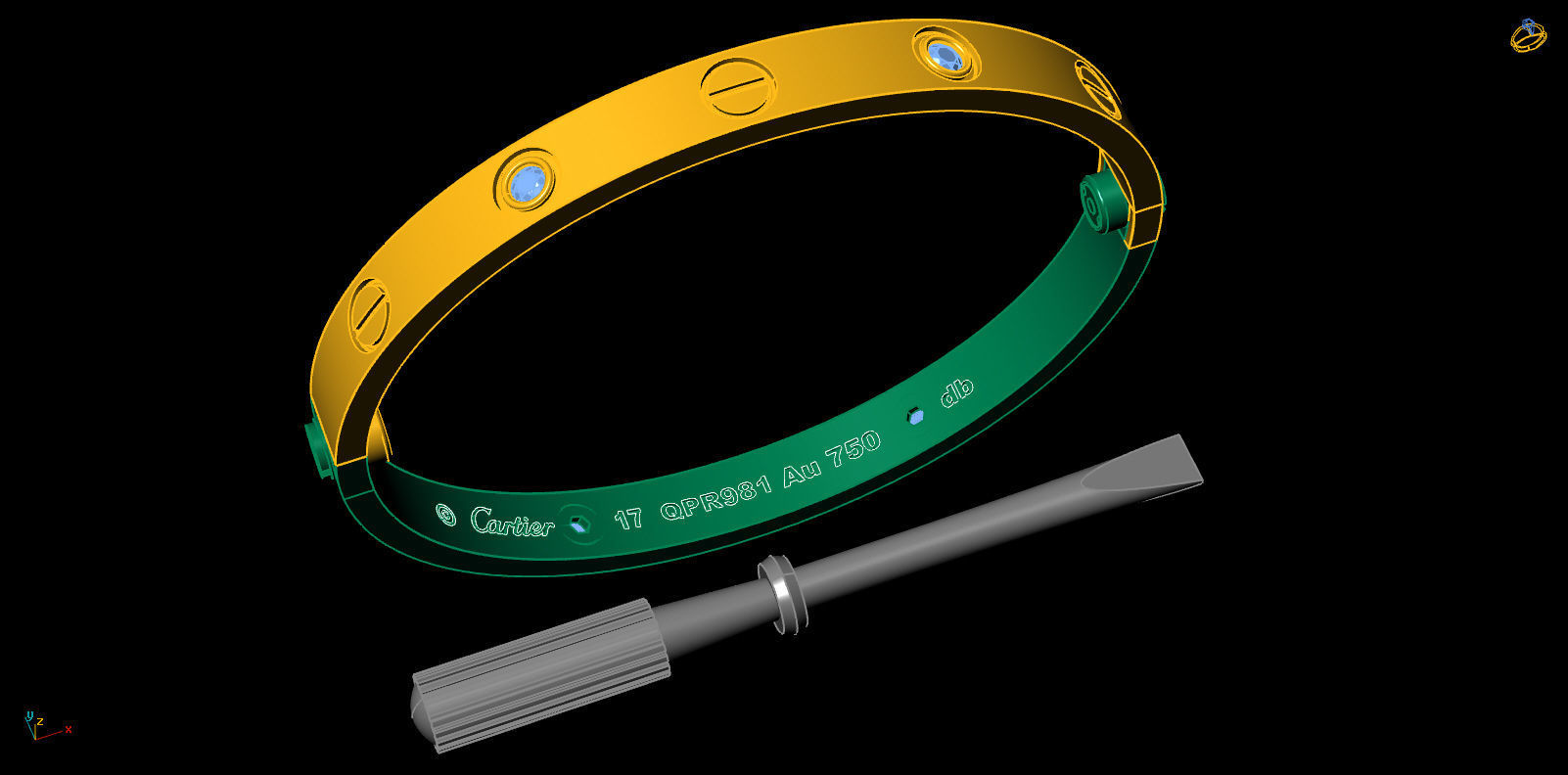 Love Bracelet 17 Size 4 Gem 3D print model_1