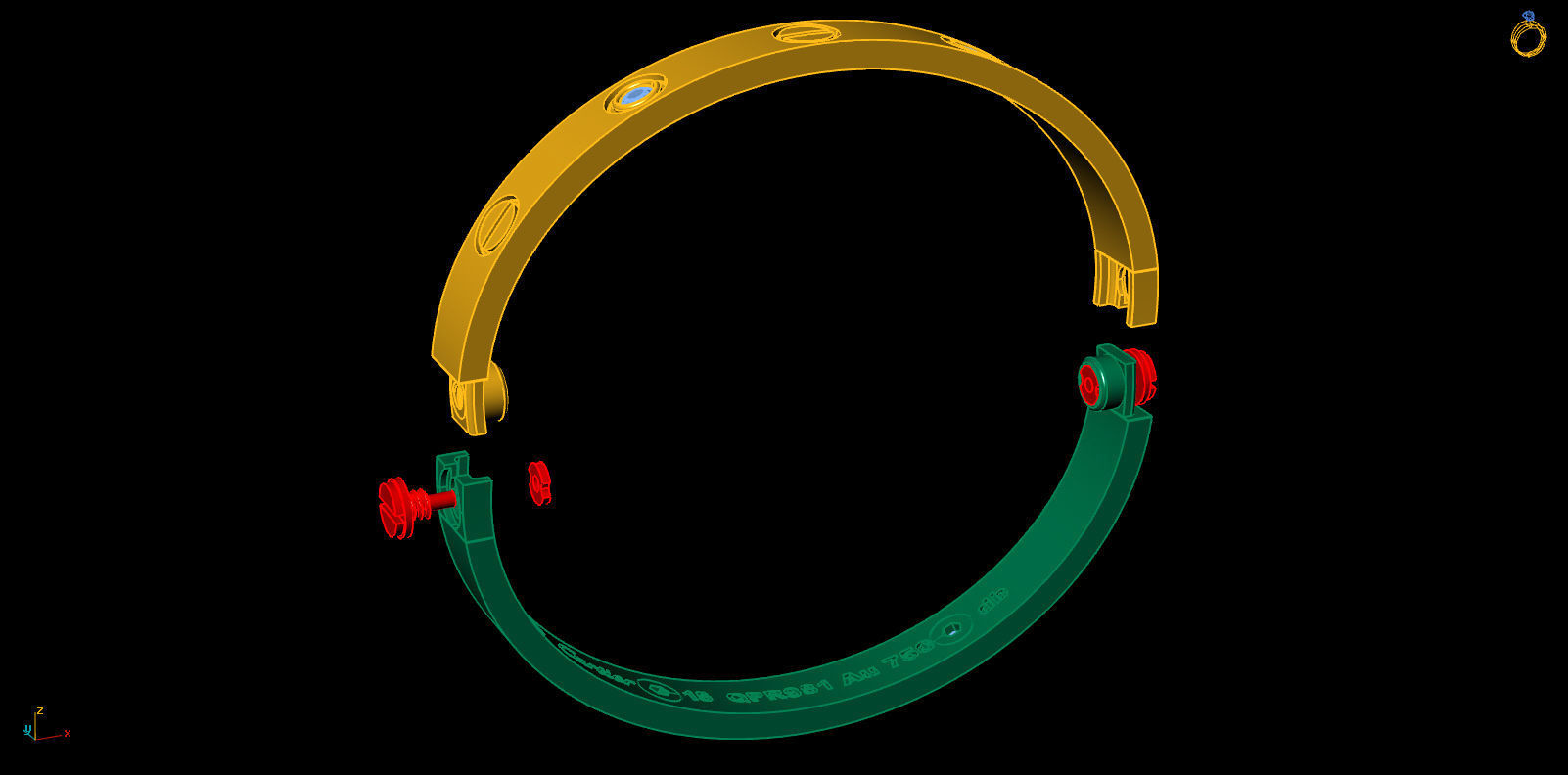 Love Bracelet 17 Size 4 Gem 3D print model_7