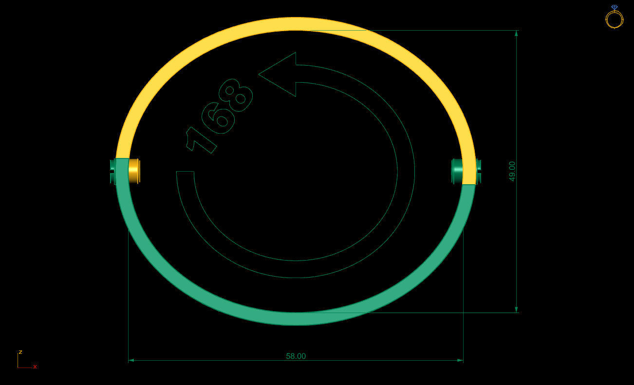 Love Bracelet 17 Size 4 Gem 3D print model_3