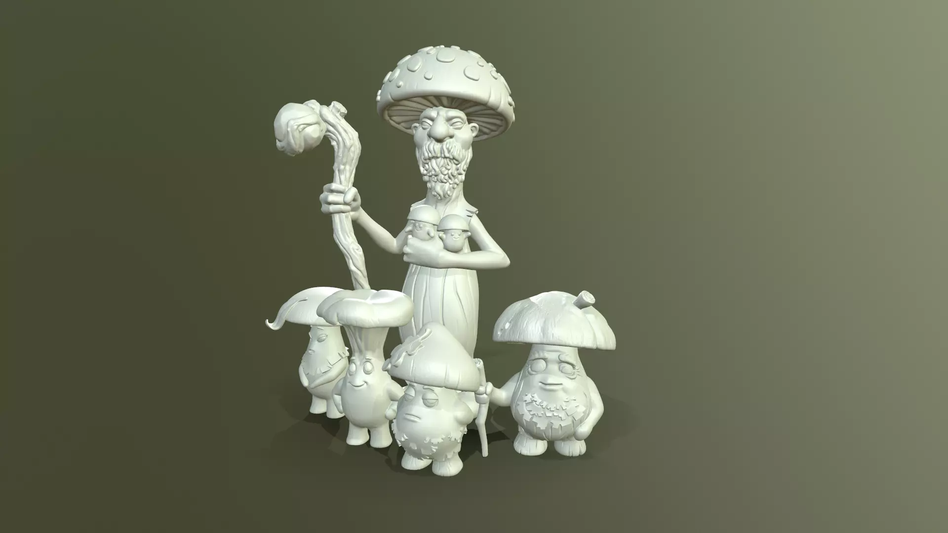 Mushroom peoples 3D print model_0