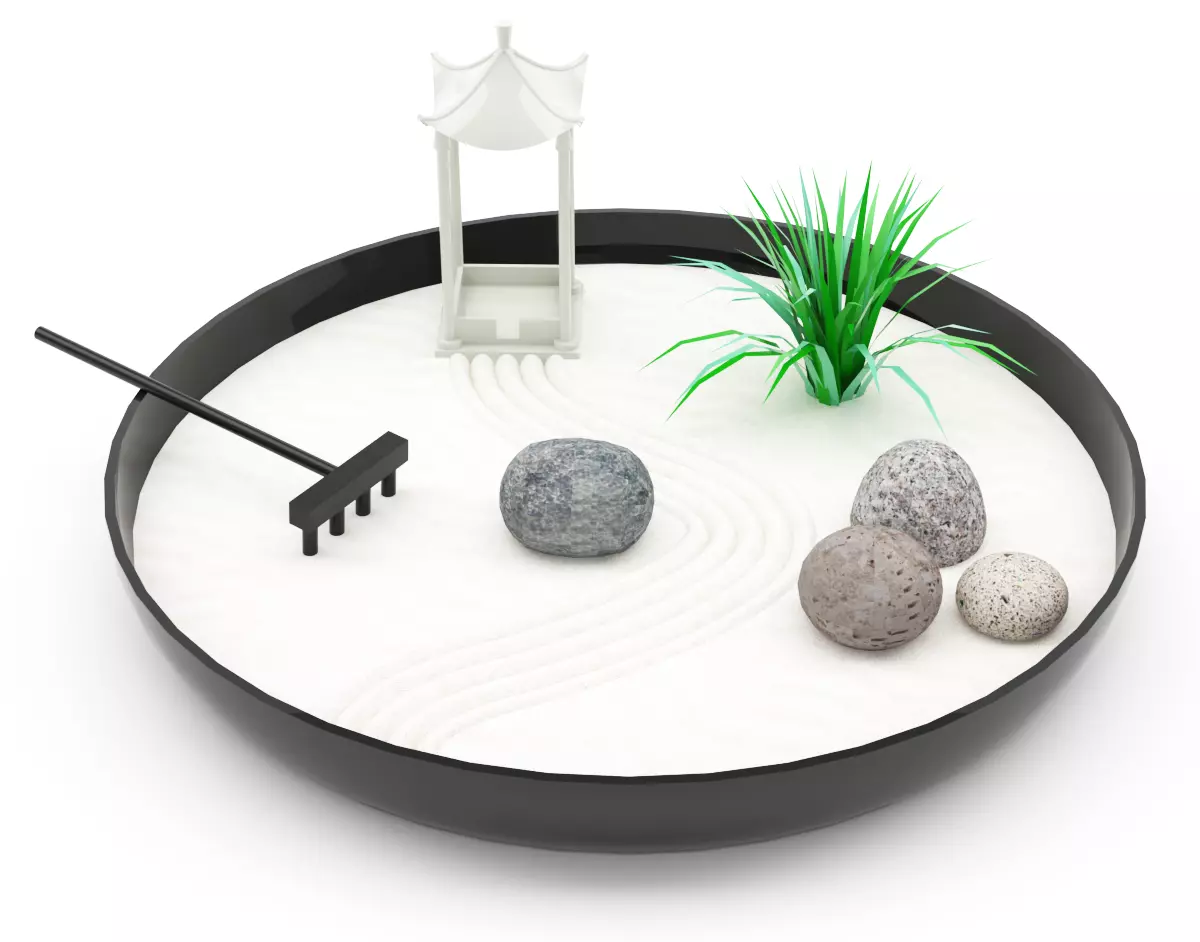 Miniature zen garden 3D model_0