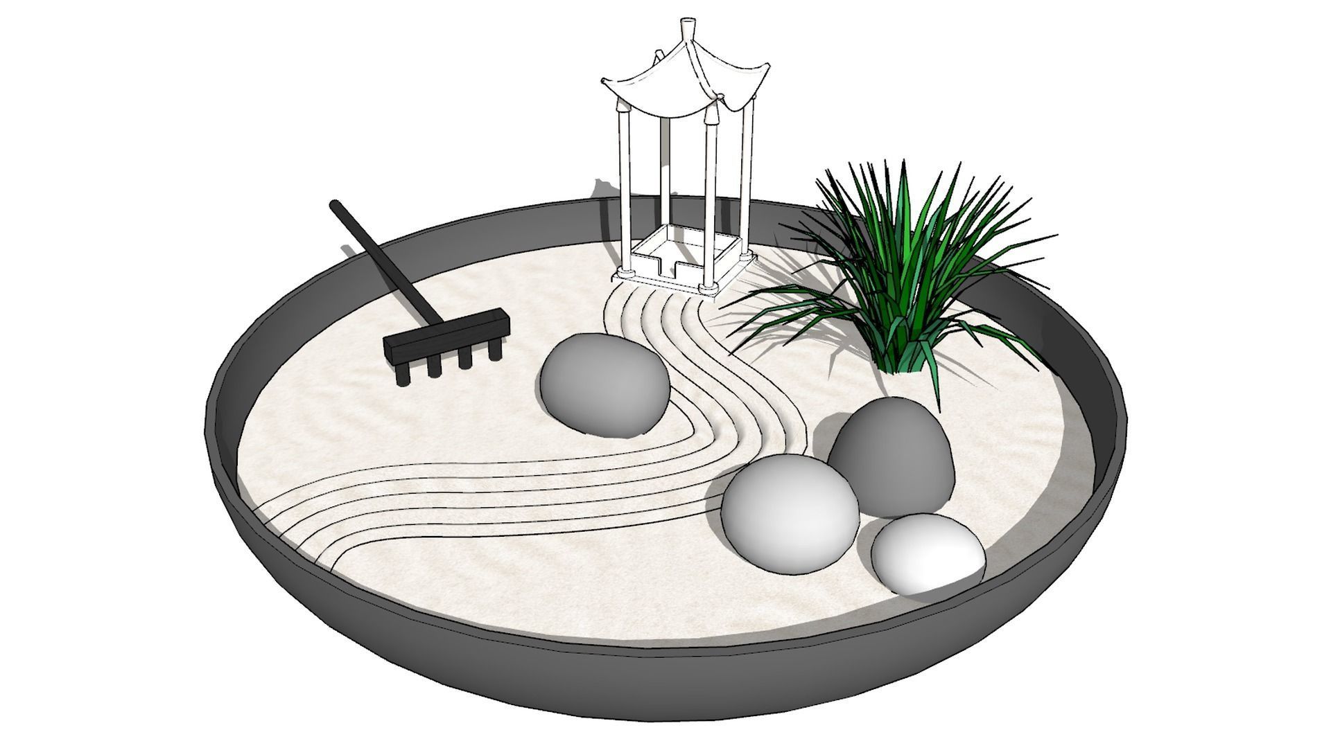 Miniature zen garden 3D model_6