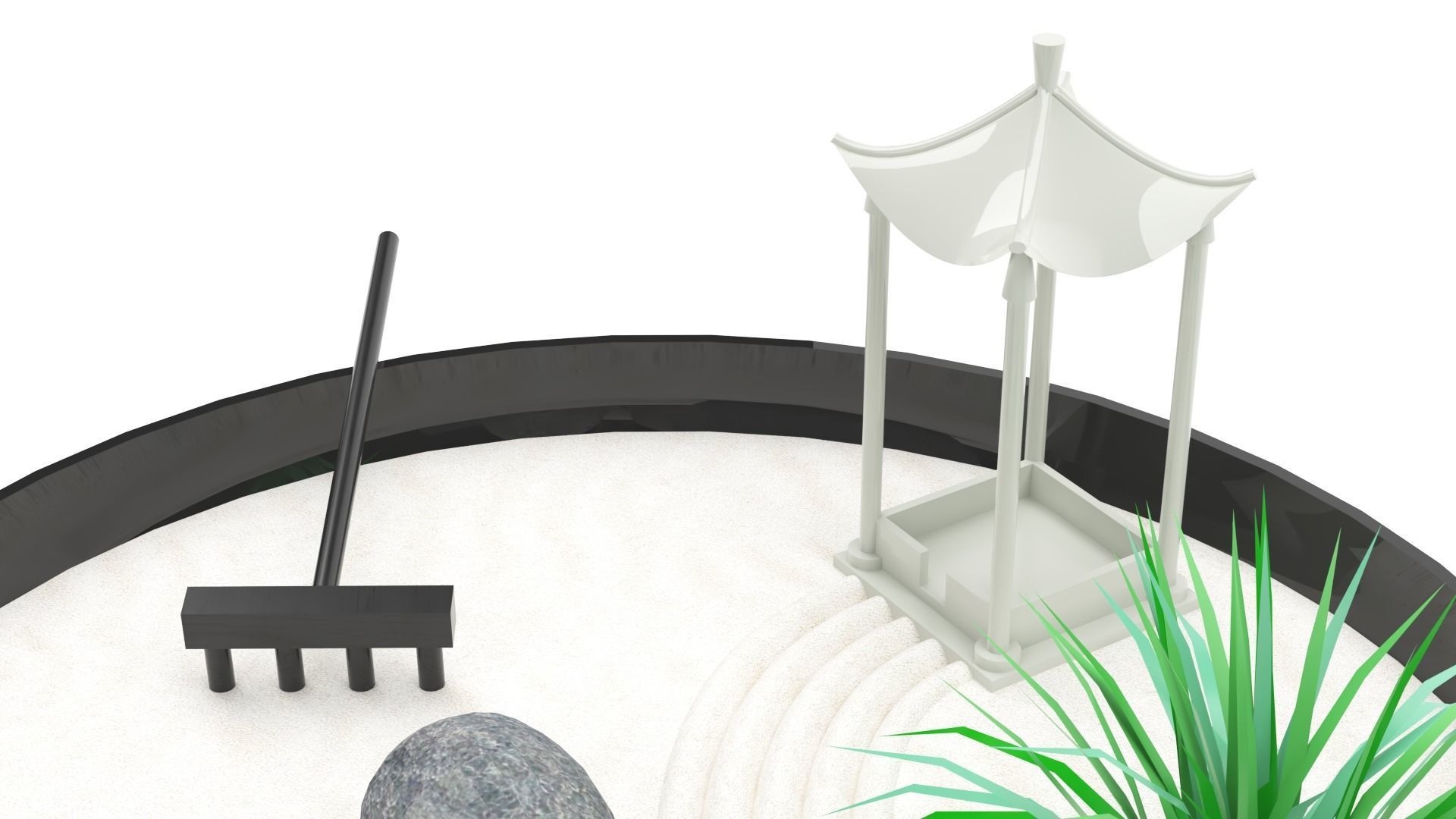 Miniature zen garden 3D model_4