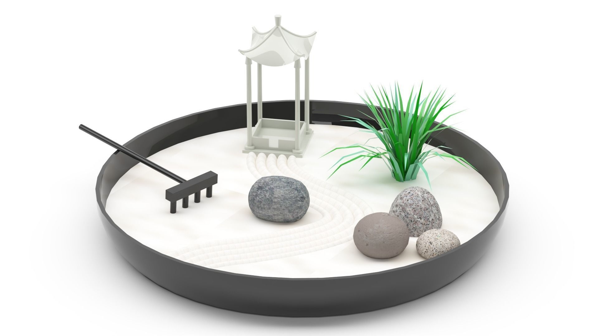 Miniature zen garden 3D model_1