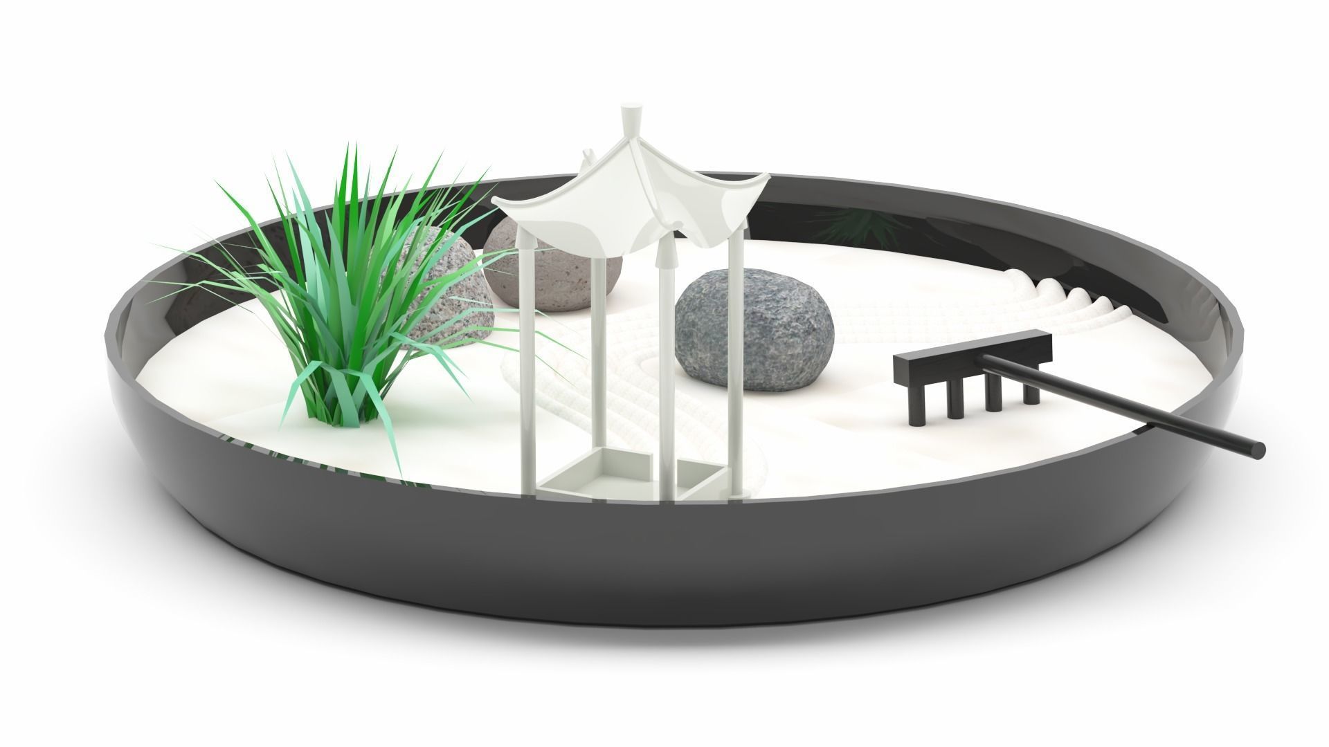 Miniature zen garden 3D model_3