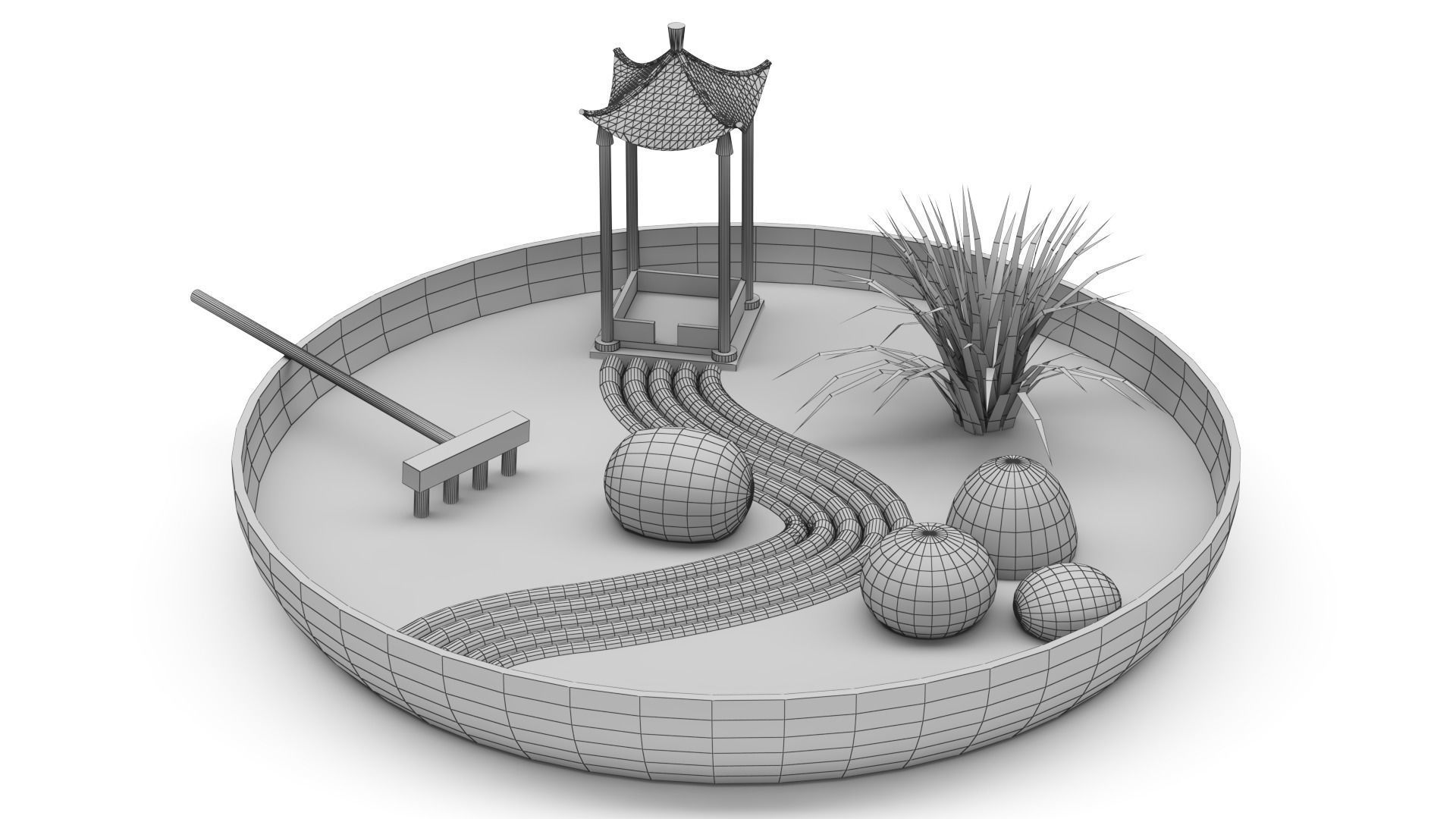 Miniature zen garden 3D model_7