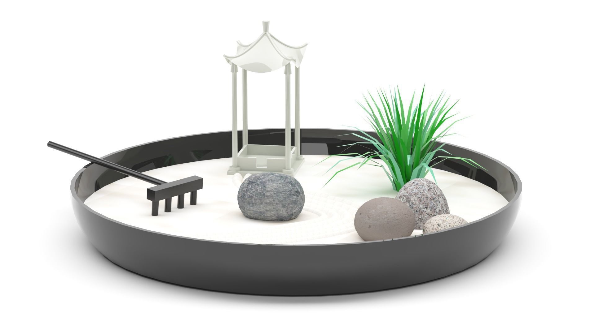 Miniature zen garden 3D model_2