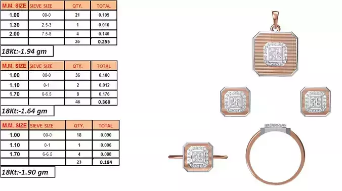 Light Weight Ring Pendant Earring Set STL OBJ FBX JCD Details