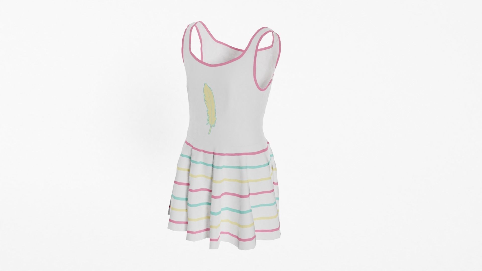 Vintage Kids Dress Low-poly 3D model_1