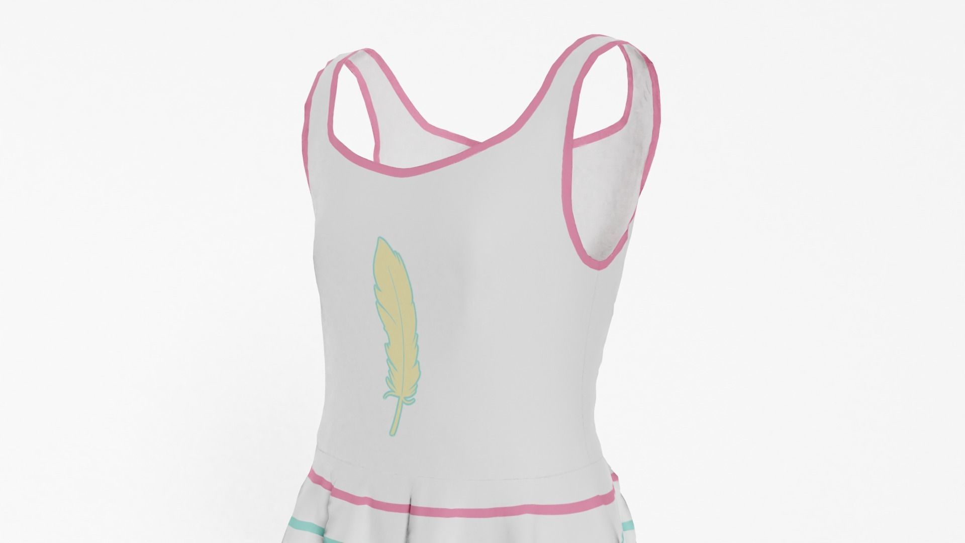 Vintage Kids Dress Low-poly 3D model_4