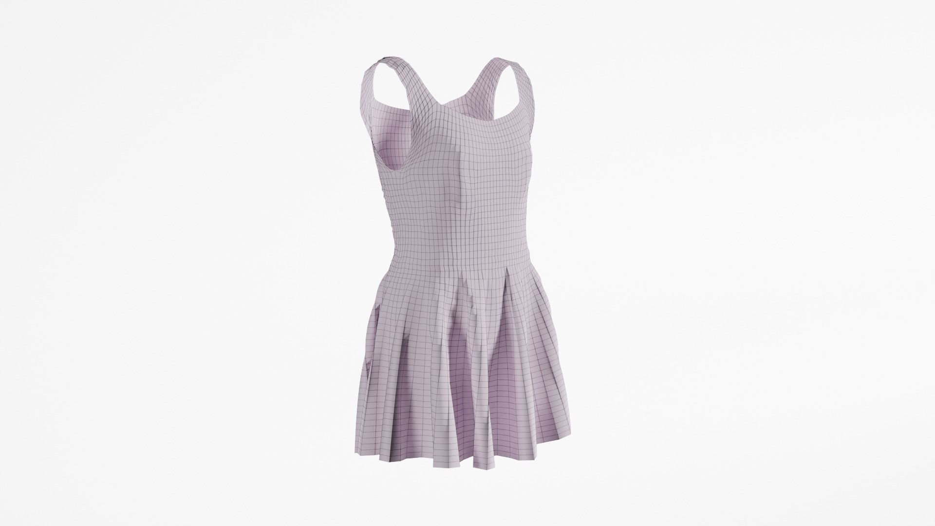 Vintage Kids Dress Low-poly 3D model_5