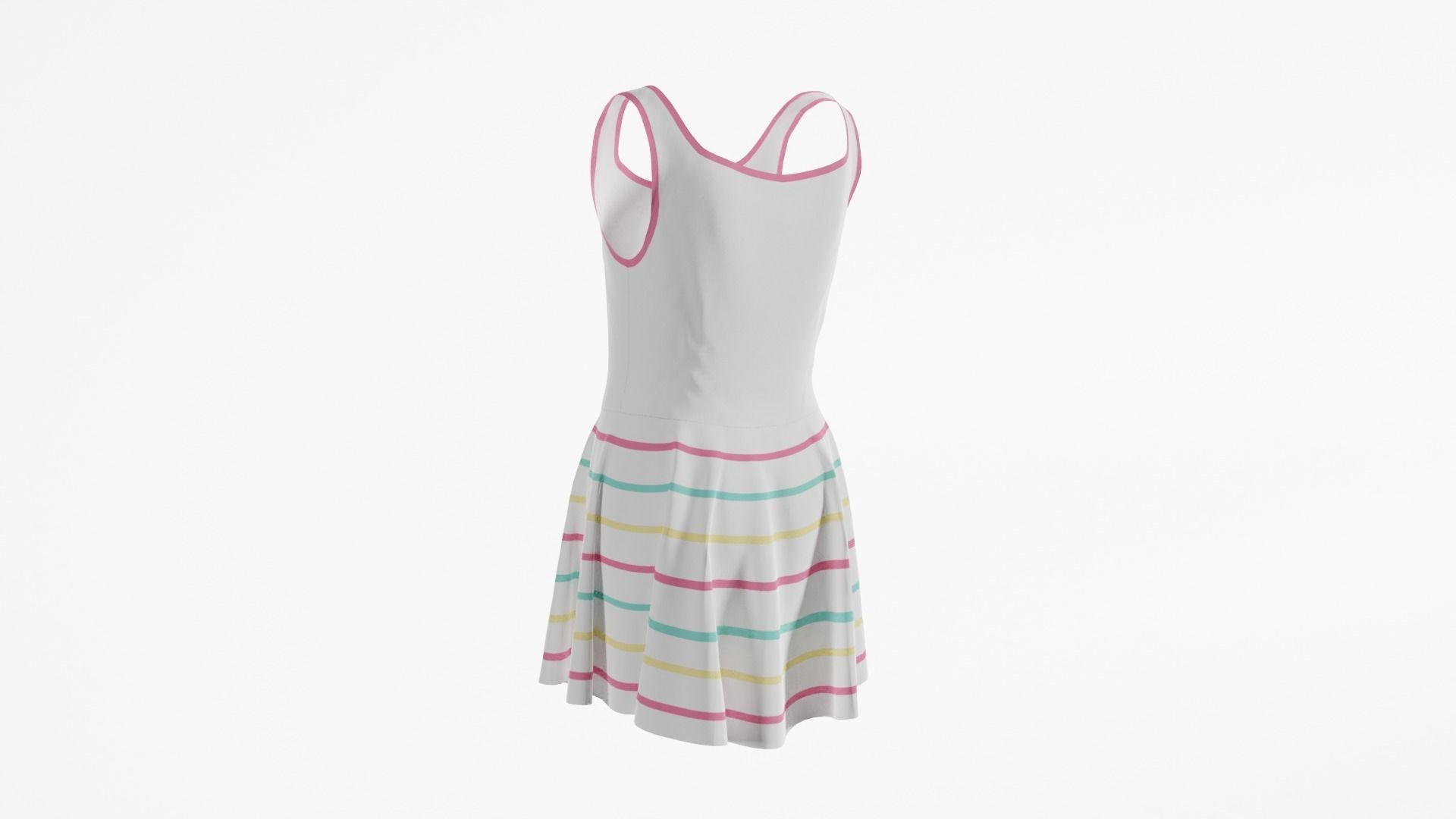 Vintage Kids Dress Low-poly 3D model_2