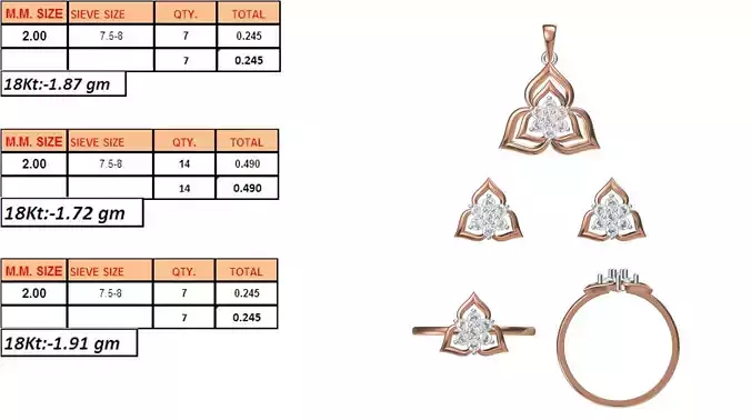 Light Weight Ring Pendant Earring Set STL OBJ FBX JCD Details