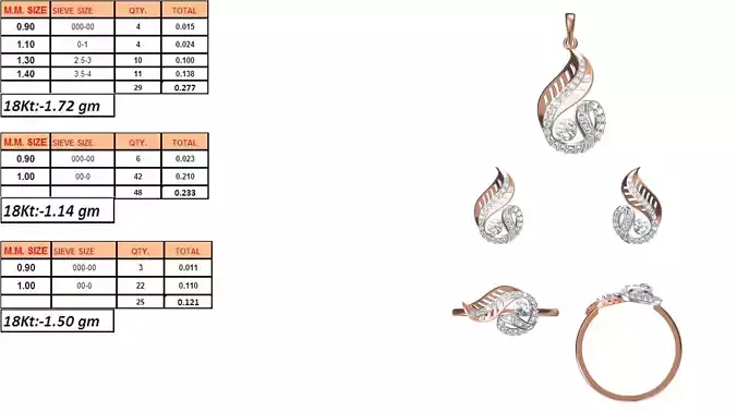 Light Weight Ring Pendant Earring Set STL OBJ FBX JCD Details