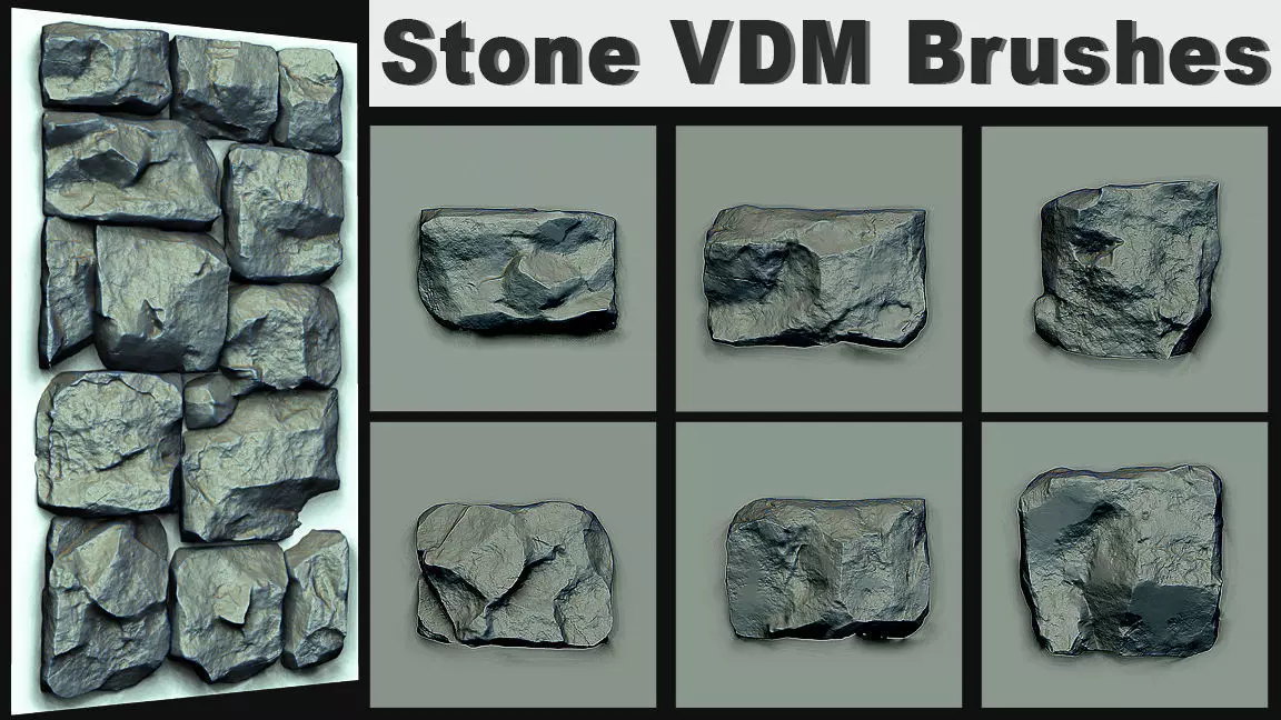 Stone VDM Brushes Vol 2 Low-poly 3D model_0