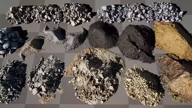 UE Piles of ruins and stones and  soil Low-poly 3D model