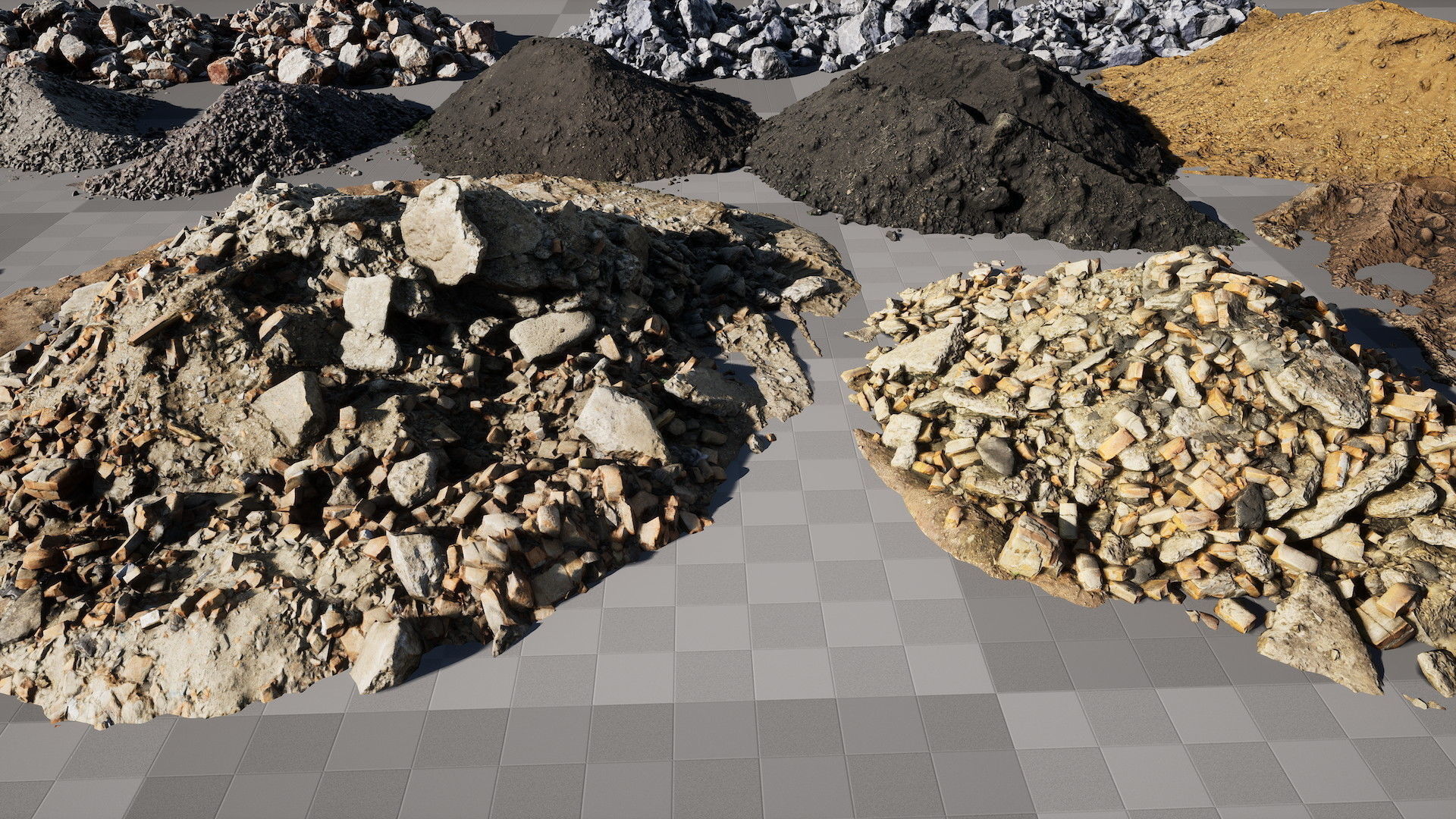 UE Piles of ruins and stones and  soil Low-poly 3D model_6